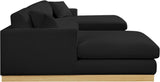 Johanna Black Linen Textured Fabric 3-Piece Sectional 687Black-Sectional Meridian Furniture