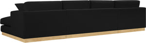 Johanna Black Linen Textured Fabric 3-Piece Sectional 687Black-Sectional Meridian Furniture