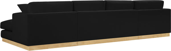 Johanna Black Linen Textured Fabric 3-Piece Sectional 687Black-Sectional Meridian Furniture