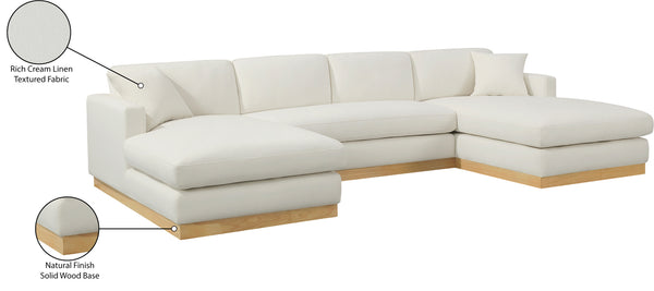 Johanna Cream Linen Textured Fabric 3-Piece Sectional 687Cream-Sectional Meridian Furniture