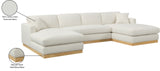 Johanna Cream Linen Textured Fabric 3-Piece Sectional 687Cream-Sectional Meridian Furniture