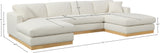 Johanna Cream Linen Textured Fabric 3-Piece Sectional 687Cream-Sectional Meridian Furniture