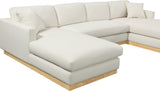 Johanna Cream Linen Textured Fabric 3-Piece Sectional 687Cream-Sectional Meridian Furniture