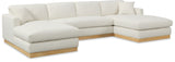 Johanna Cream Linen Textured Fabric 3-Piece Sectional 687Cream-Sectional Meridian Furniture