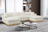 Johanna Cream Linen Textured Fabric 3-Piece Sectional 687Cream-Sectional Meridian Furniture