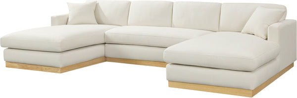 Johanna Cream Linen Textured Fabric 3-Piece Sectional 687Cream-Sectional Meridian Furniture