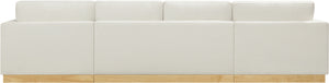 Johanna Cream Linen Textured Fabric 3-Piece Sectional 687Cream-Sectional Meridian Furniture