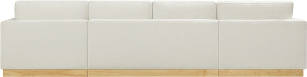 Johanna Cream Linen Textured Fabric 3-Piece Sectional 687Cream-Sectional Meridian Furniture