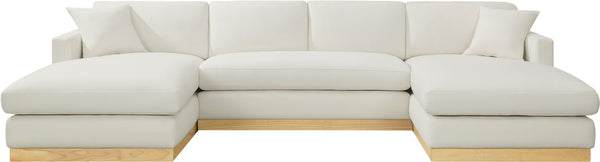 Johanna Cream Linen Textured Fabric 3-Piece Sectional 687Cream-Sectional Meridian Furniture