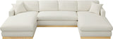 Johanna Cream Linen Textured Fabric 3-Piece Sectional 687Cream-Sectional Meridian Furniture