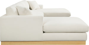Johanna Cream Linen Textured Fabric 3-Piece Sectional 687Cream-Sectional Meridian Furniture