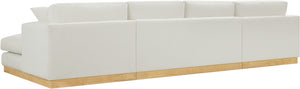 Johanna Cream Linen Textured Fabric 3-Piece Sectional 687Cream-Sectional Meridian Furniture