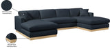 Johanna Navy Linen Textured Fabric 3-Piece Sectional 687Navy-Sectional Meridian Furniture