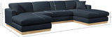 Johanna Navy Linen Textured Fabric 3-Piece Sectional 687Navy-Sectional Meridian Furniture