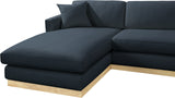 Johanna Navy Linen Textured Fabric 3-Piece Sectional 687Navy-Sectional Meridian Furniture