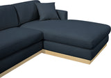 Johanna Navy Linen Textured Fabric 3-Piece Sectional 687Navy-Sectional Meridian Furniture