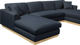 Johanna Navy Linen Textured Fabric 3-Piece Sectional 687Navy-Sectional Meridian Furniture