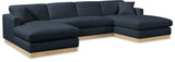 Johanna Navy Linen Textured Fabric 3-Piece Sectional 687Navy-Sectional Meridian Furniture