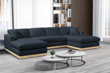 Johanna Navy Linen Textured Fabric 3-Piece Sectional 687Navy-Sectional Meridian Furniture