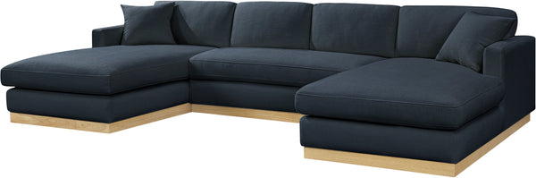 Johanna Navy Linen Textured Fabric 3-Piece Sectional 687Navy-Sectional Meridian Furniture