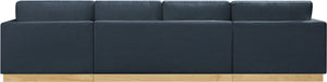 Johanna Navy Linen Textured Fabric 3-Piece Sectional 687Navy-Sectional Meridian Furniture