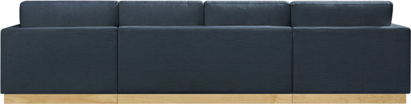 Johanna Navy Linen Textured Fabric 3-Piece Sectional 687Navy-Sectional Meridian Furniture