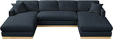 Johanna Navy Linen Textured Fabric 3-Piece Sectional 687Navy-Sectional Meridian Furniture