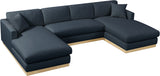 Johanna Navy Linen Textured Fabric 3-Piece Sectional 687Navy-Sectional Meridian Furniture