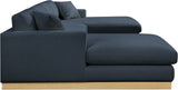 Johanna Navy Linen Textured Fabric 3-Piece Sectional 687Navy-Sectional Meridian Furniture