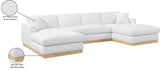 Johanna White Linen Textured Fabric 3-Piece Sectional 687White-Sectional Meridian Furniture