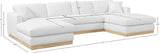 Johanna White Linen Textured Fabric 3-Piece Sectional 687White-Sectional Meridian Furniture