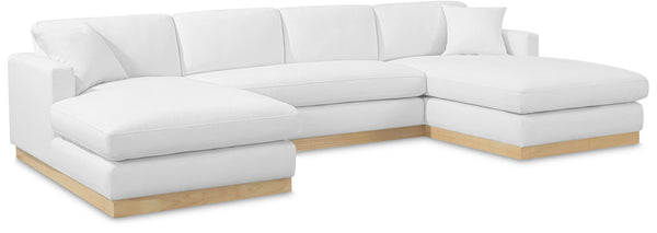 Johanna White Linen Textured Fabric 3-Piece Sectional 687White-Sectional Meridian Furniture