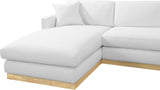 Johanna White Linen Textured Fabric 3-Piece Sectional 687White-Sectional Meridian Furniture