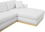 Johanna White Linen Textured Fabric 3-Piece Sectional 687White-Sectional Meridian Furniture