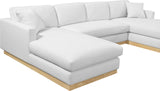 Johanna White Linen Textured Fabric 3-Piece Sectional 687White-Sectional Meridian Furniture