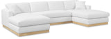 Johanna White Linen Textured Fabric 3-Piece Sectional 687White-Sectional Meridian Furniture