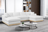 Johanna White Linen Textured Fabric 3-Piece Sectional 687White-Sectional Meridian Furniture