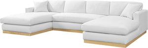 Johanna White Linen Textured Fabric 3-Piece Sectional 687White-Sectional Meridian Furniture