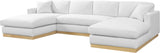 Johanna White Linen Textured Fabric 3-Piece Sectional 687White-Sectional Meridian Furniture