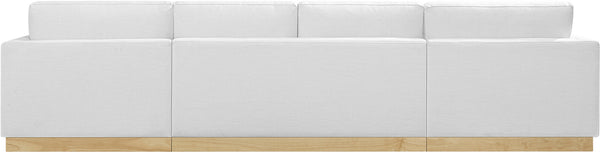 Johanna White Linen Textured Fabric 3-Piece Sectional 687White-Sectional Meridian Furniture