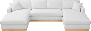 Johanna White Linen Textured Fabric 3-Piece Sectional 687White-Sectional Meridian Furniture