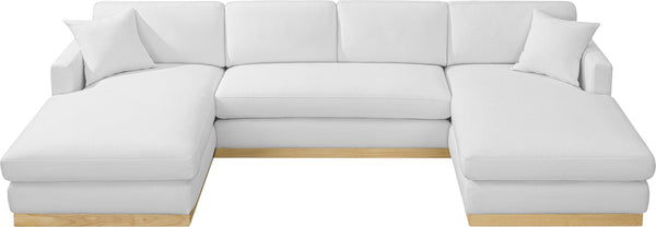 Johanna White Linen Textured Fabric 3-Piece Sectional 687White-Sectional Meridian Furniture