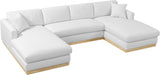 Johanna White Linen Textured Fabric 3-Piece Sectional 687White-Sectional Meridian Furniture