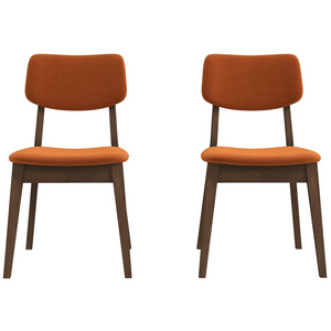 English Elm Ashcroft Furniture - Carlos Burnt Orange Velvet Solid Back Side Chair (Set Of 2)