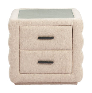 Zuo Modern Soffice Nightstand Beige – Modern Elegance With Shearling-style Fabric, Glass Top & Durable Mdf Design Beige 100% Polyester,Glass,Mdf 110651-zuo-modern