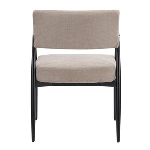 English Elm Nora Upholstered Dining Arm Chair with Black Metal Legs Mid-century Modern Style N776P272040D
