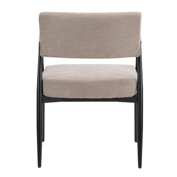 English Elm Nora Upholstered Dining Arm Chair with Black Metal Legs Mid-century Modern Style N776P272040D
