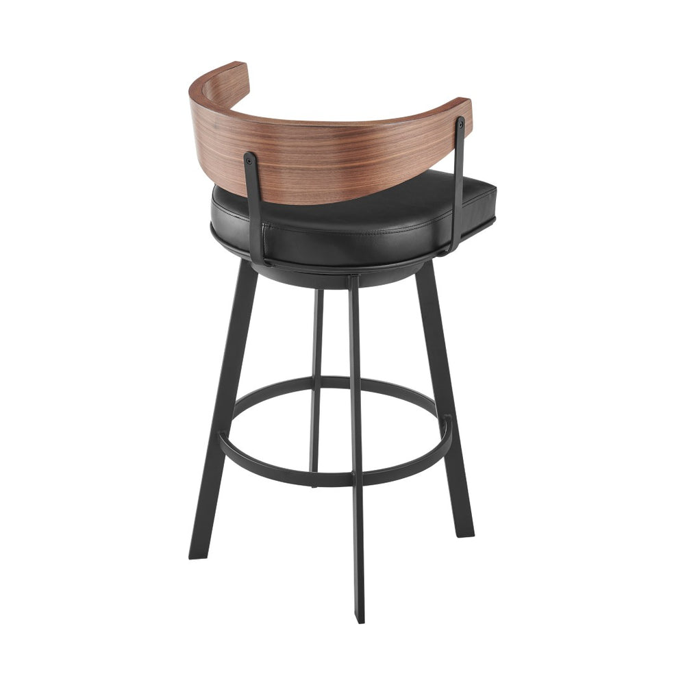 English Elm Lacey Swivel Barstool Matte Iron Base Faux Leather Seat Mid-century Kitchen Bar B2736P464814