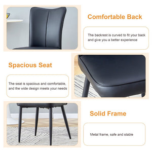 English Elm Table and Chair Set Modern Marble Glass Top with Black Metal Legs Pu Dining Chairs W1151S04659
