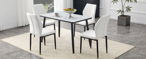 English Elm Table and Chair Set Modern Marble Glass Top with Four Pu Leather Seats for Dining W1151S04662